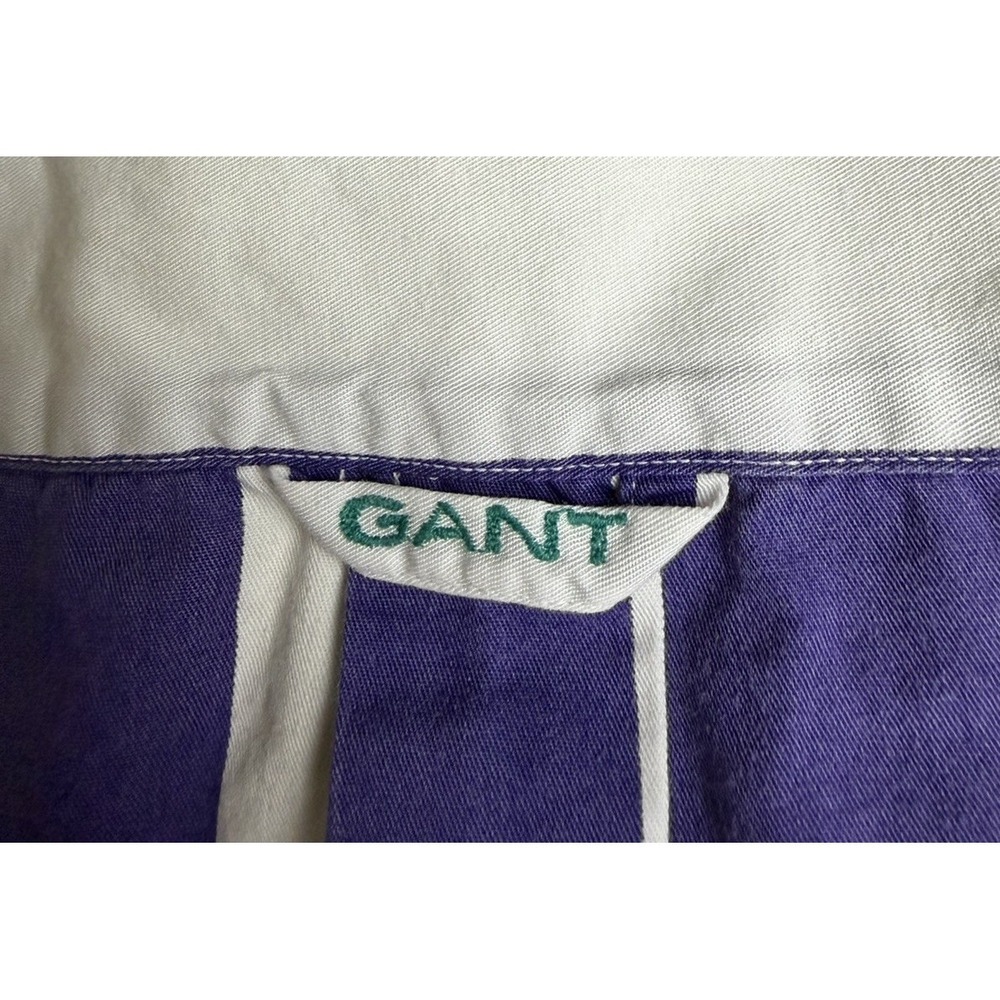 Vintage Gant Salty Dog Shirt Large Purple White Broad Stripe Button Up 90s - Picture 8 of 14